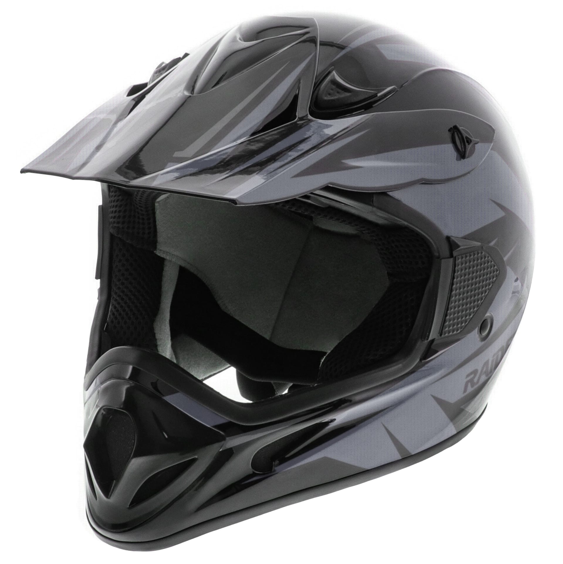 Raider RX2 ATV Helmet, Adult, Black/Grey, Assorted Sizes