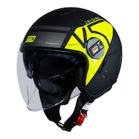Origine Alpha Adult Motorcycle Helmet, Yellow/Black Front_Three_Fourths_Angled_Left