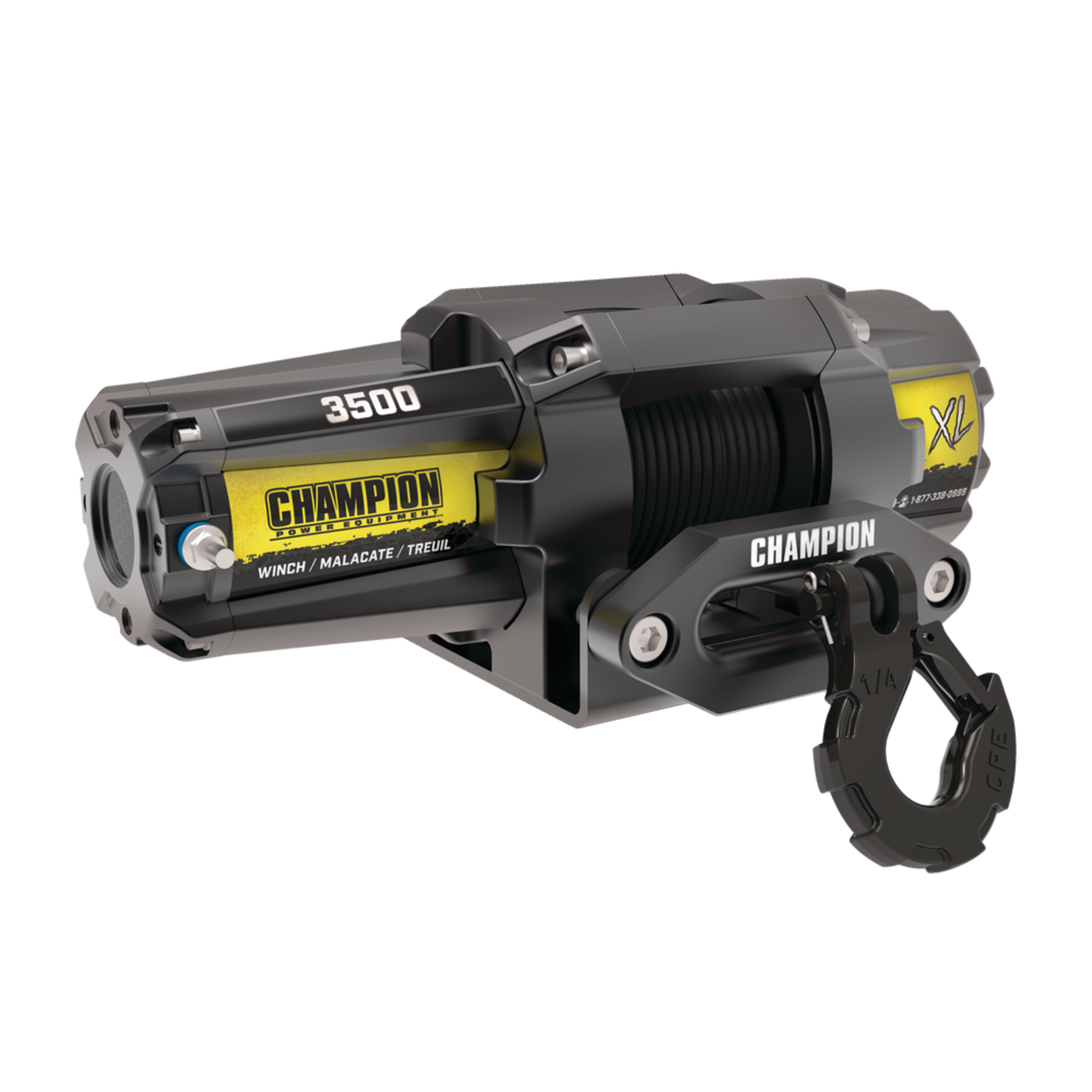 Champion Power Equipment 100428 Synthetic Rope Winch Kit, XL, 3500-lb Front_Three_Fourths_Angled_Left