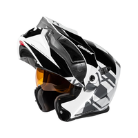 Castle X EL CX950 HEX Snowmobile Helmet, Black/White Front_Angled_Left