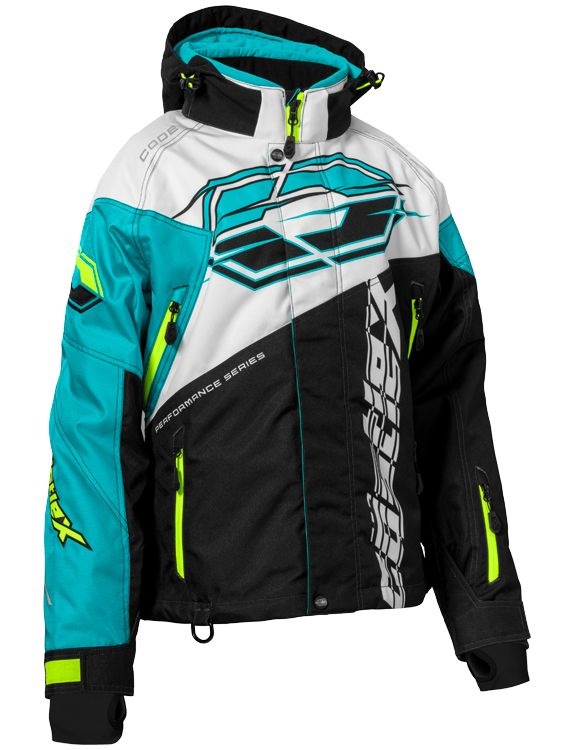 Castle X Code G3 Women's Snowmobile Jacket, White/ Turquoise/ HiVis, Assorted Sizes Canadian Tire