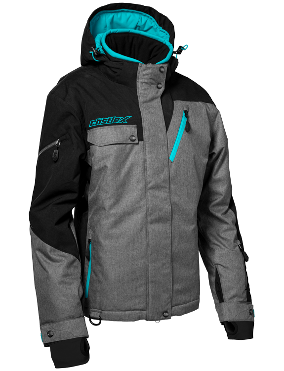 Castle X Women's Powder Jacket in Charcoal/Turquoise Size Large 
