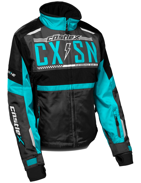 Castle X Women's Powder Jacket in Charcoal/Turquoise Size Large 