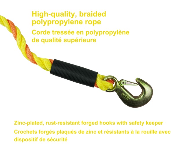 MotoMaster 6,800lb Tow Rope, with RustResistant Hooks, 5/8in x 14ft