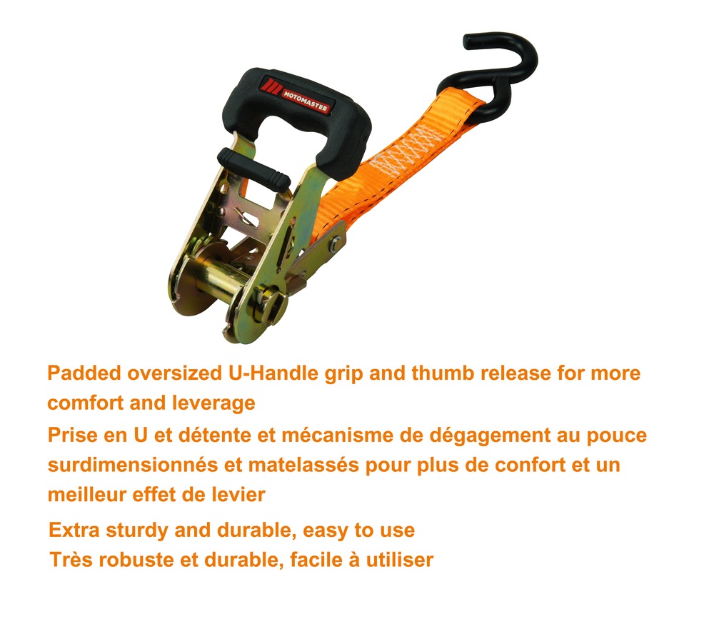 MotoMaster 3,000lb Ratchet Tie Down Straps, with Power Grip Padded