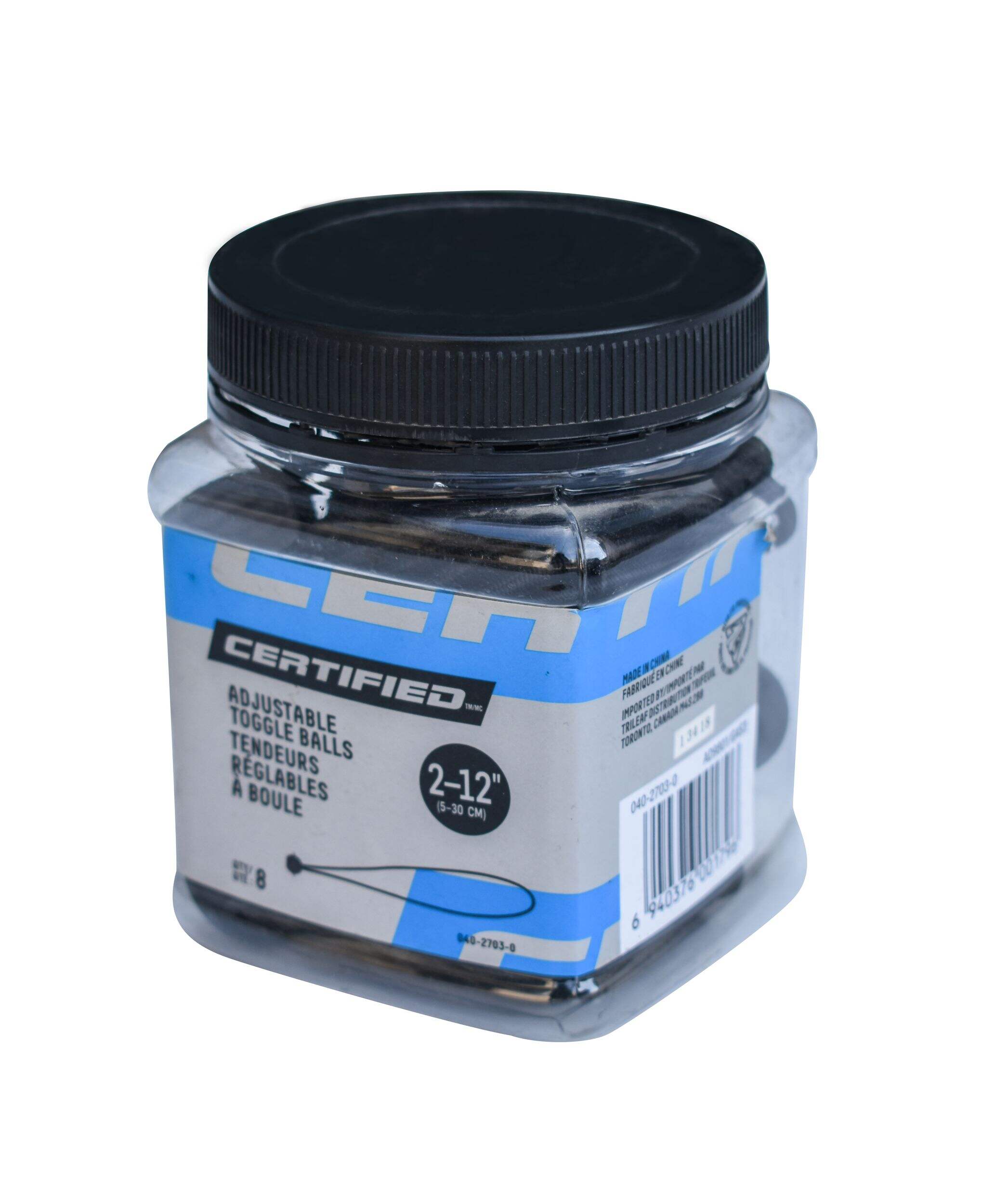 Certified Bungee Cord Toggle Balls, 25-cm, 8-pk Front_Three_Fourths_Angled_Left