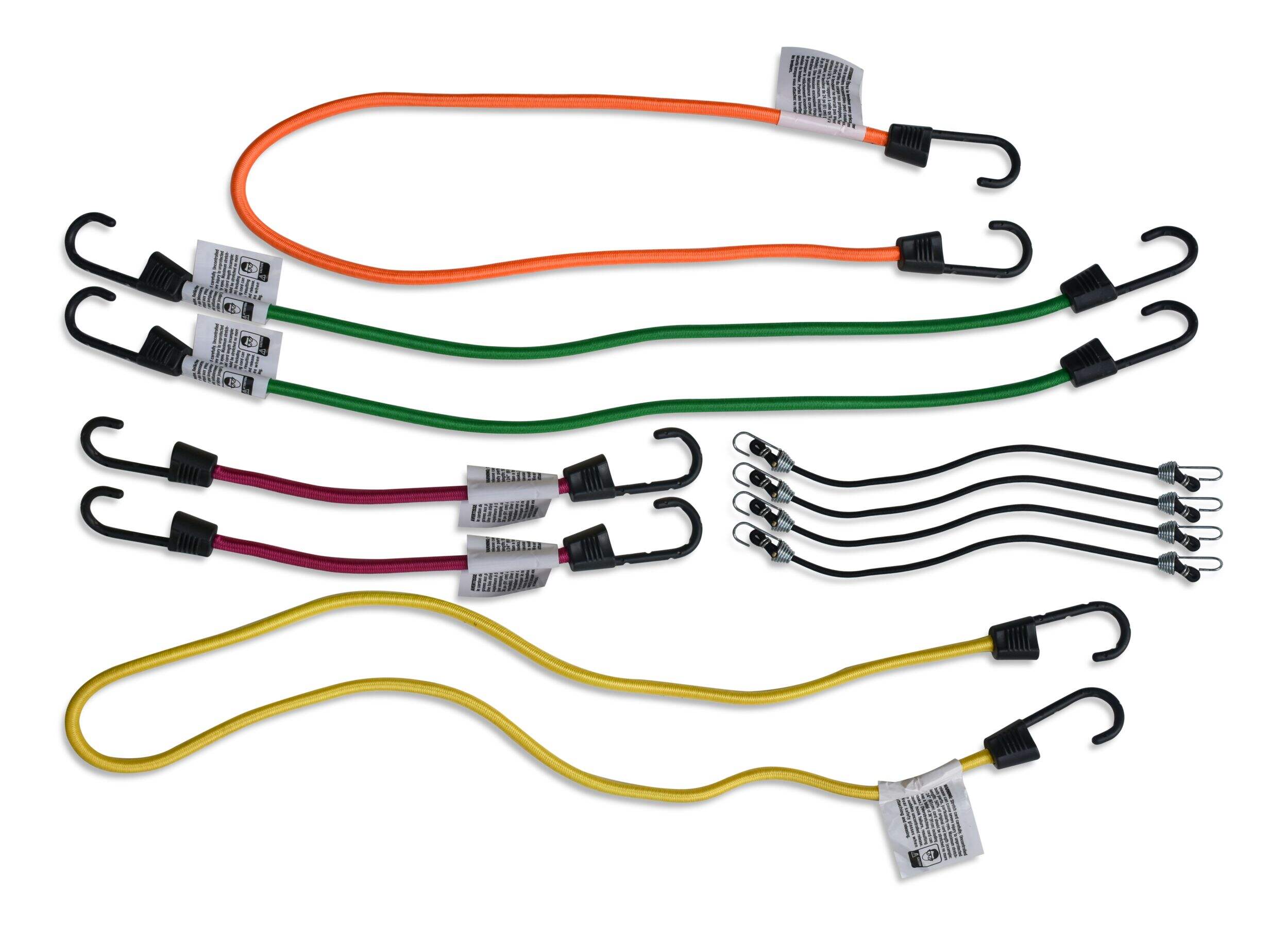 Certified Standard Bungee Cord Kit, Assorted Sizes, 10-pk Overhead_Flat