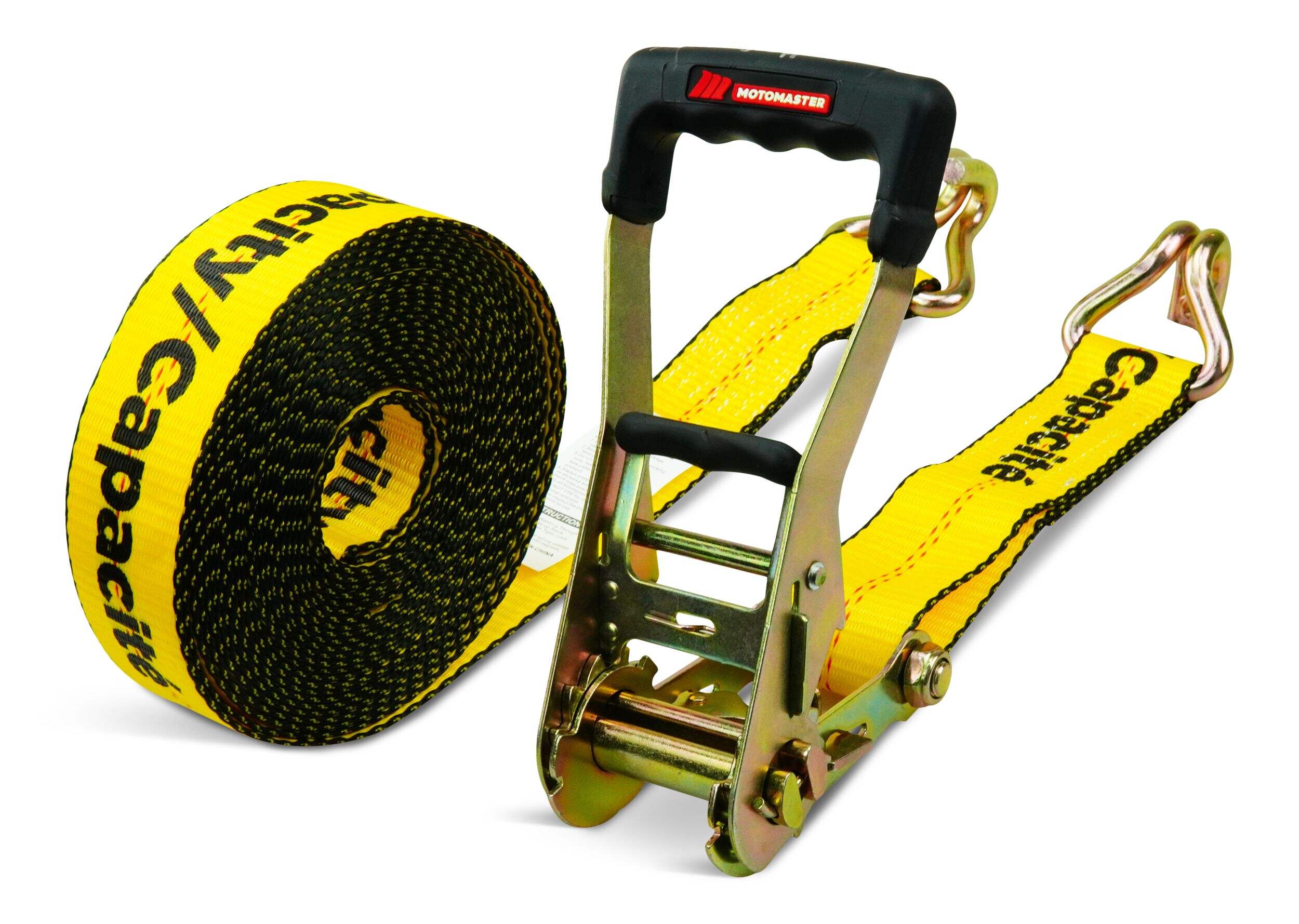 MotoMaster 10,000-lb Commercial Ratchet Tie Down Straps, with Ultra Padded Handles, 2-in x 30-ft Front_Three_Fourths_Angled_Left