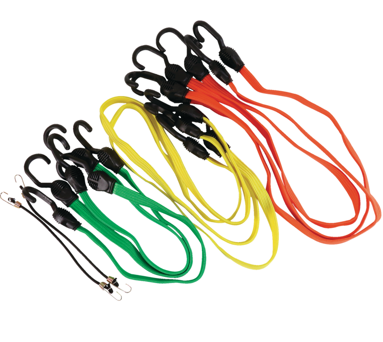 Certified Flat Strap Bungee Cord Kit, Assorted Sizes, 10-pk