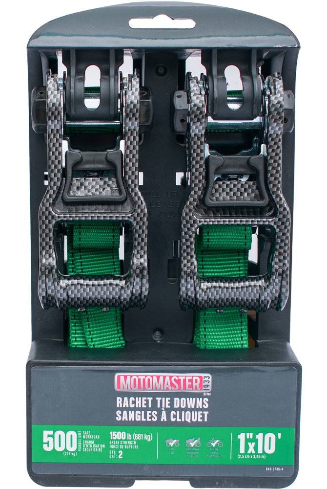 MotoMaster 1,500lb Carbon Ratchet Tie Down Straps, Weatherproof, 1in