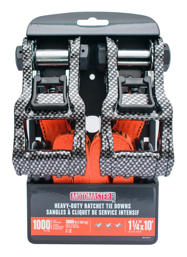 MotoMaster 3,000lb HeavyDuty Ratchet Tie Down Strap, Weatherproof, 1.