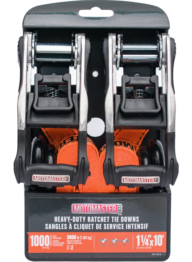 MotoMaster 3,000lb HeavyDuty Ratchet Tie Down Straps, with Power Grip
