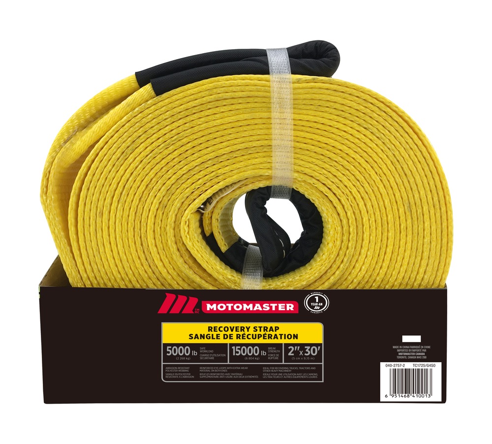 MotoMaster 15,000lb Recovery Strap with Loop Ends, Commercial Grade, 2