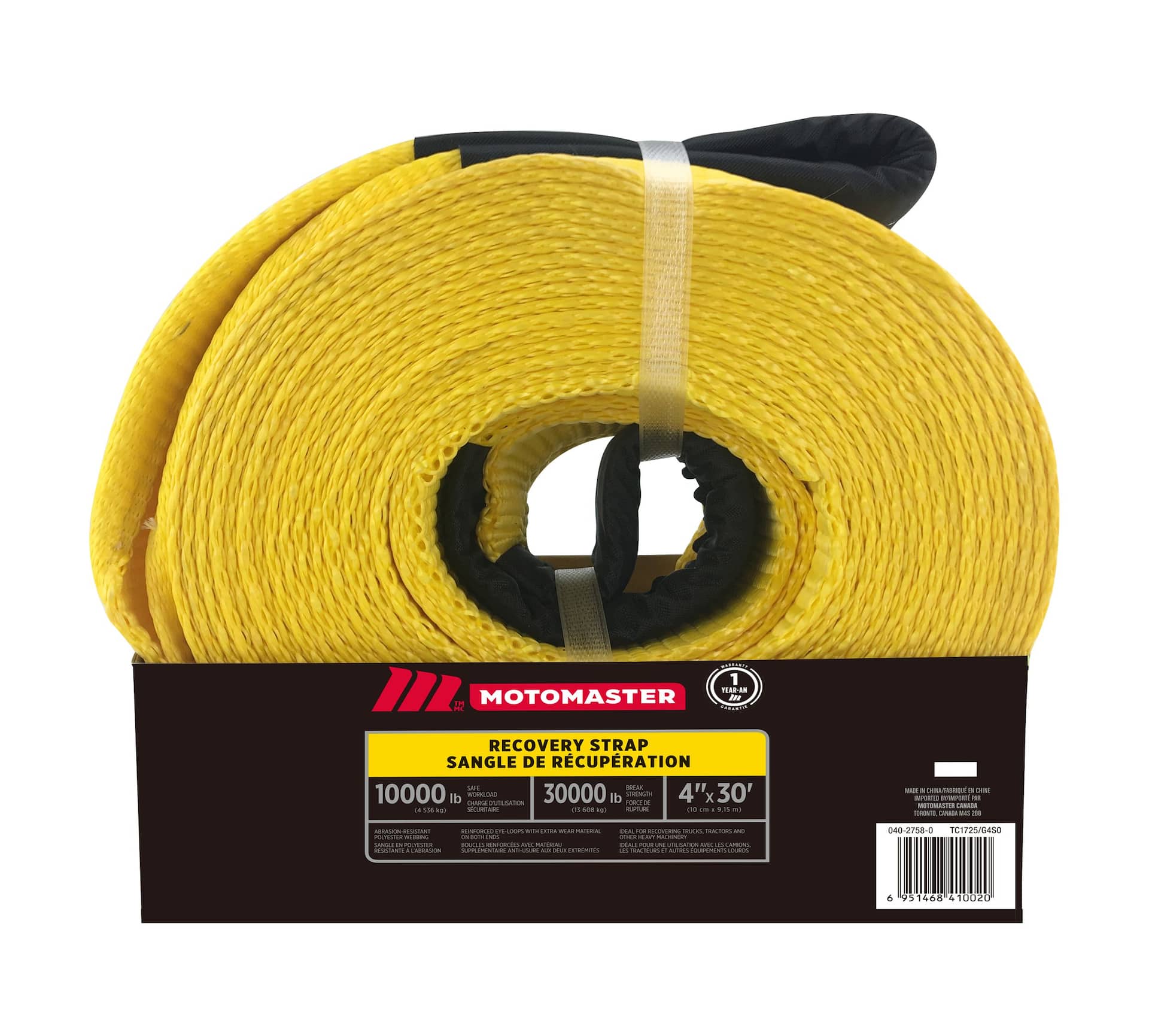 MotoMaster 30,000-lb Recovery Strap with Loop Ends, Commercial Grade, 4-in  x 30-ft