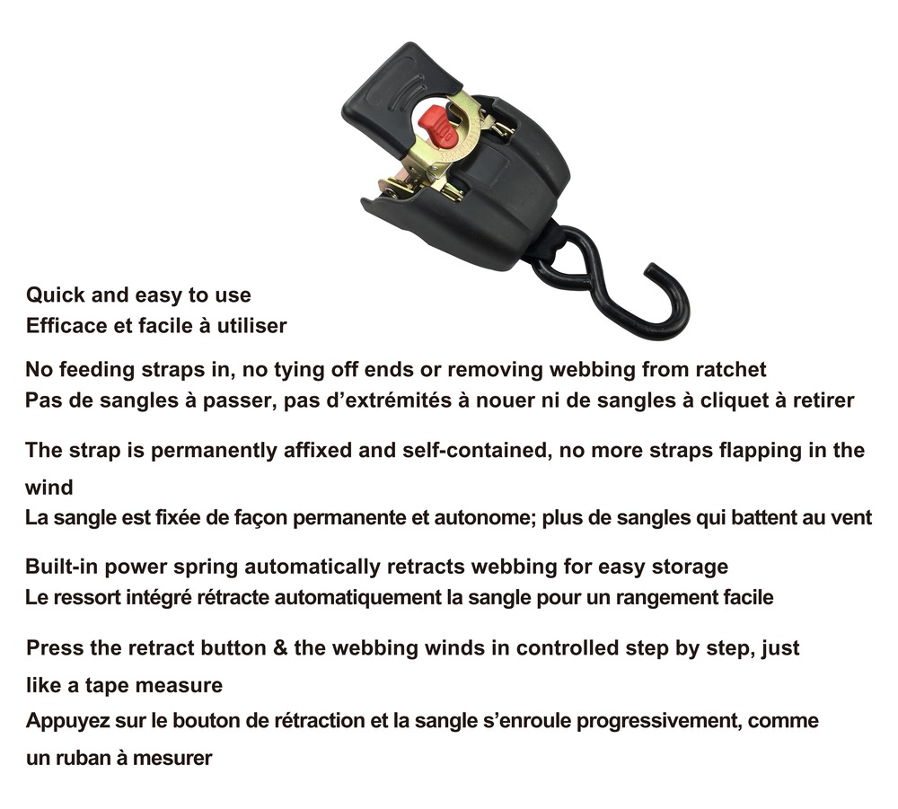 MotoMaster 3,300lb Retractable Transom Tie Down Strap, 2in x 43ft, 2