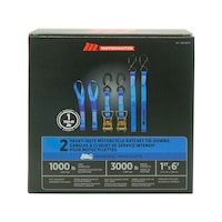 MotoMaster 3,000-lb Heavy Duty Motorcycle Ratchet Tie Down Strap, 1-in x 6-ft, 2-pk Front_Elevated