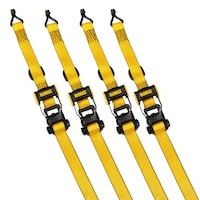 DEWALT 3,300-lb Ratchet Tie-Down Straps, Weatherproof, 1.5-in x 16-ft, 4-pk Front_Angled_Left