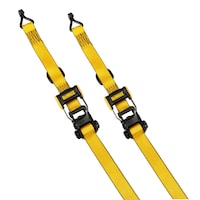 Sangle d'arrimage à cliquet DEWALT, 3 300 lb, à l'épreuve des intempéries, 1,5 po x 16 pi, paq. 2 Front_Angled_Left