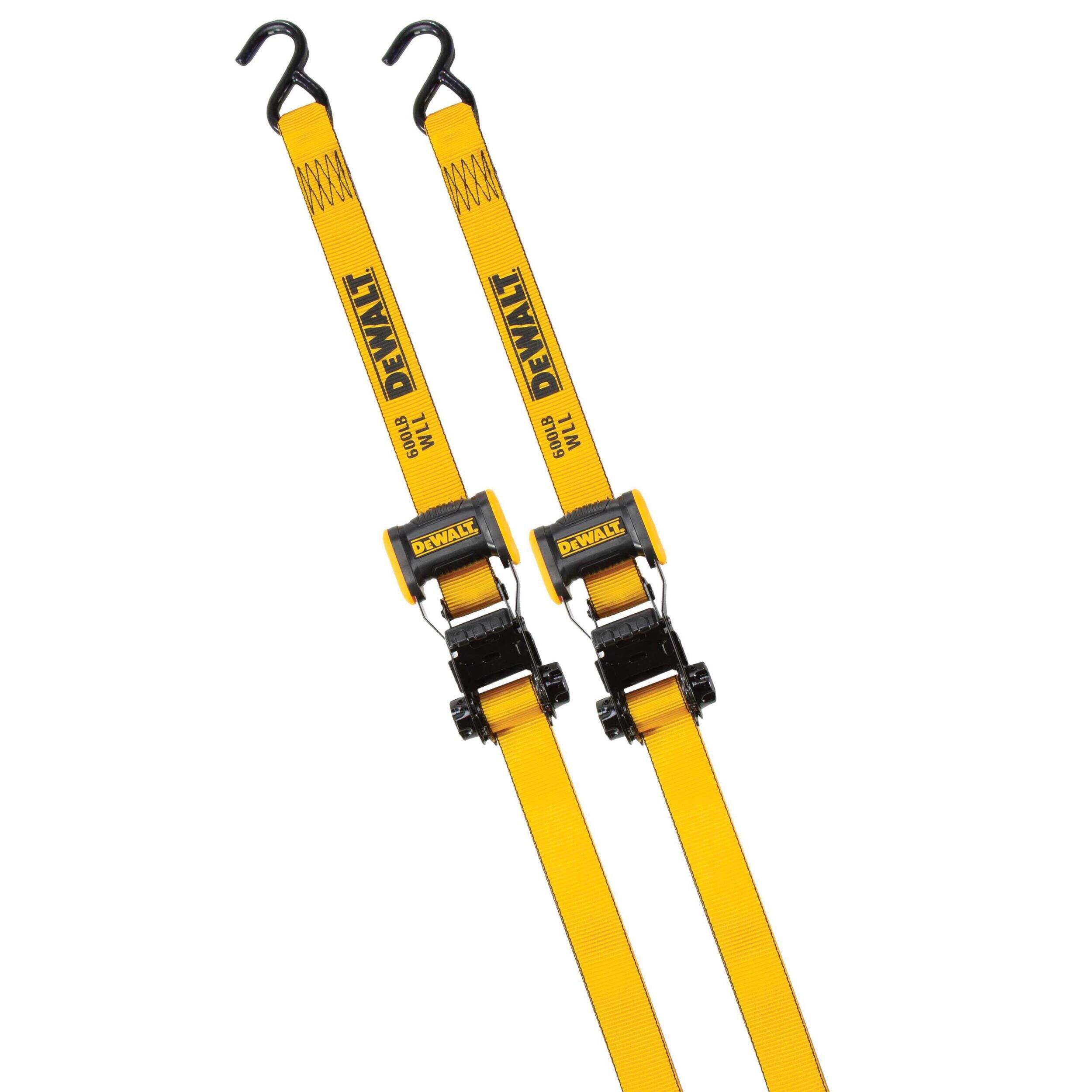 DEWALT DXBC18002 1,800-lb Ratchet Tie-Down Straps, 1.25-in x 12-ft, 2-pk Front_Flat