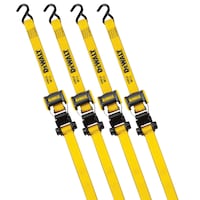 Sangles à cliquet DEWALT DXBC18004 avec poignées ergonomiques et résistance à la rupture de 1800 lb, 1,25 po x 12 pi, paq. 4 Front_Flat