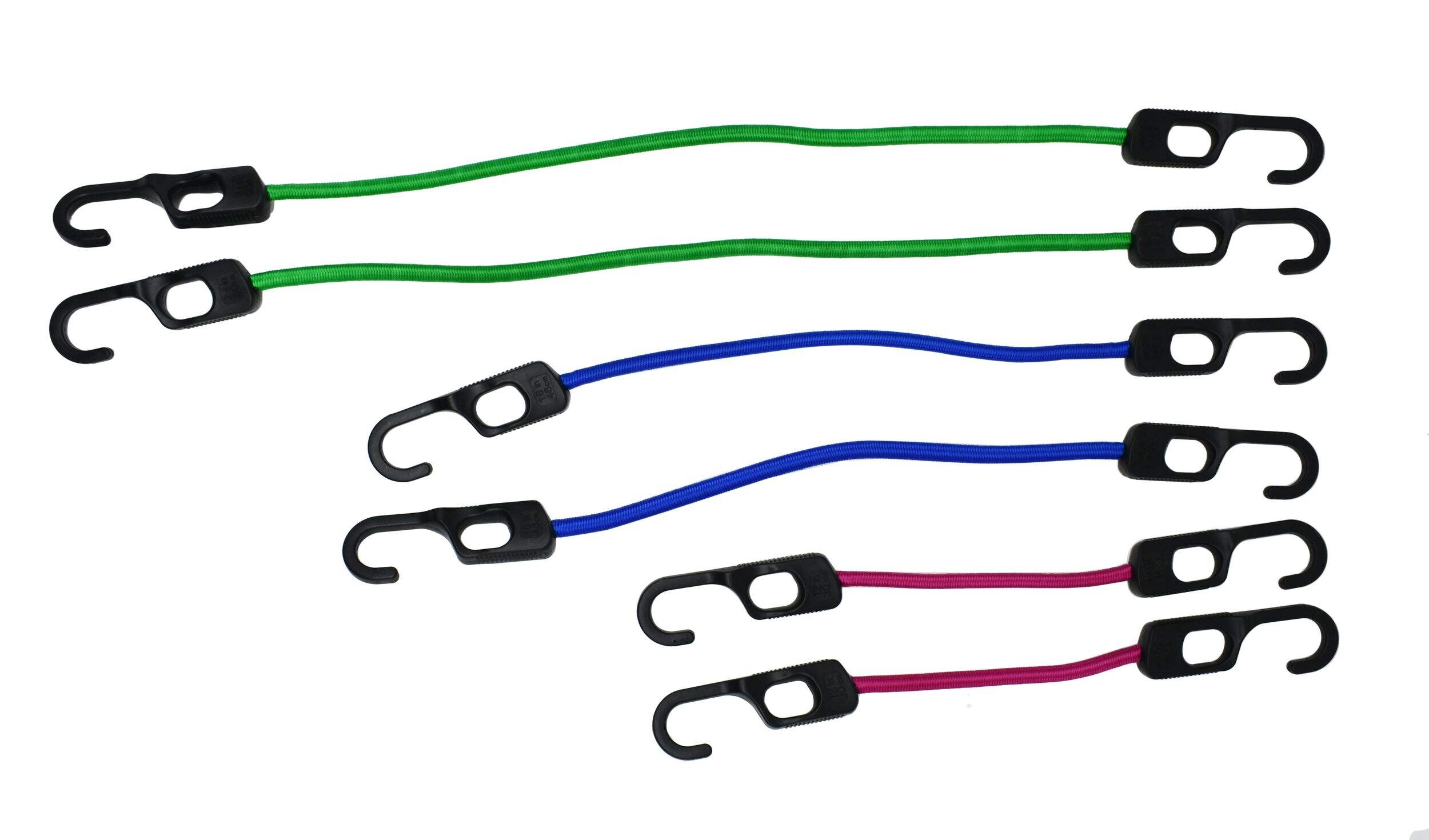 Certified Labelled Bungee Cord with Hooks, 6-pk Overhead_Flat