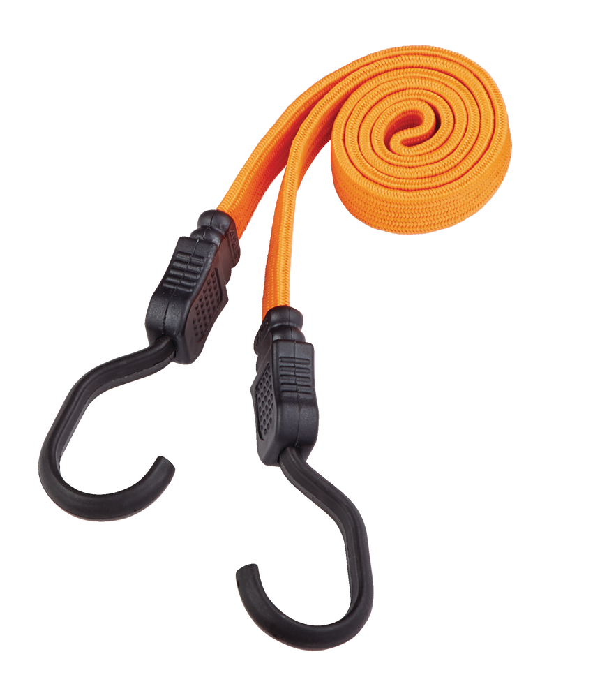Certified Flat Strap Bungee Cord, with Steel Core Hooks, Assorted Sizes