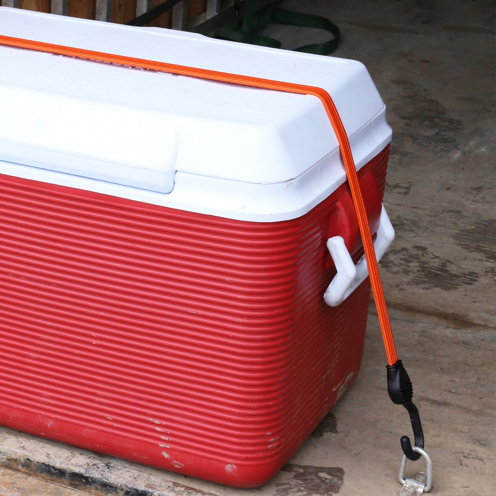 Certified Flat Strap Bungee Cord, with Steel Core Hooks, Assorted Sizes