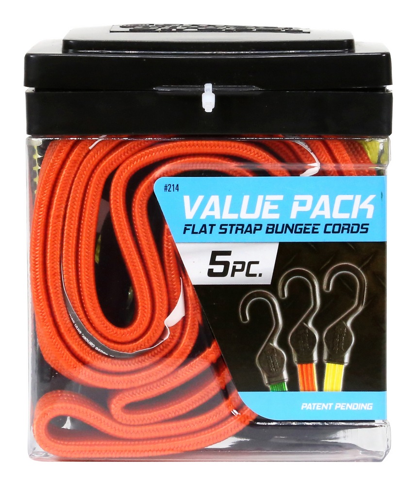 Certified Flat Strap Bungee Cord Kit, for Light Duty Use, Assorted