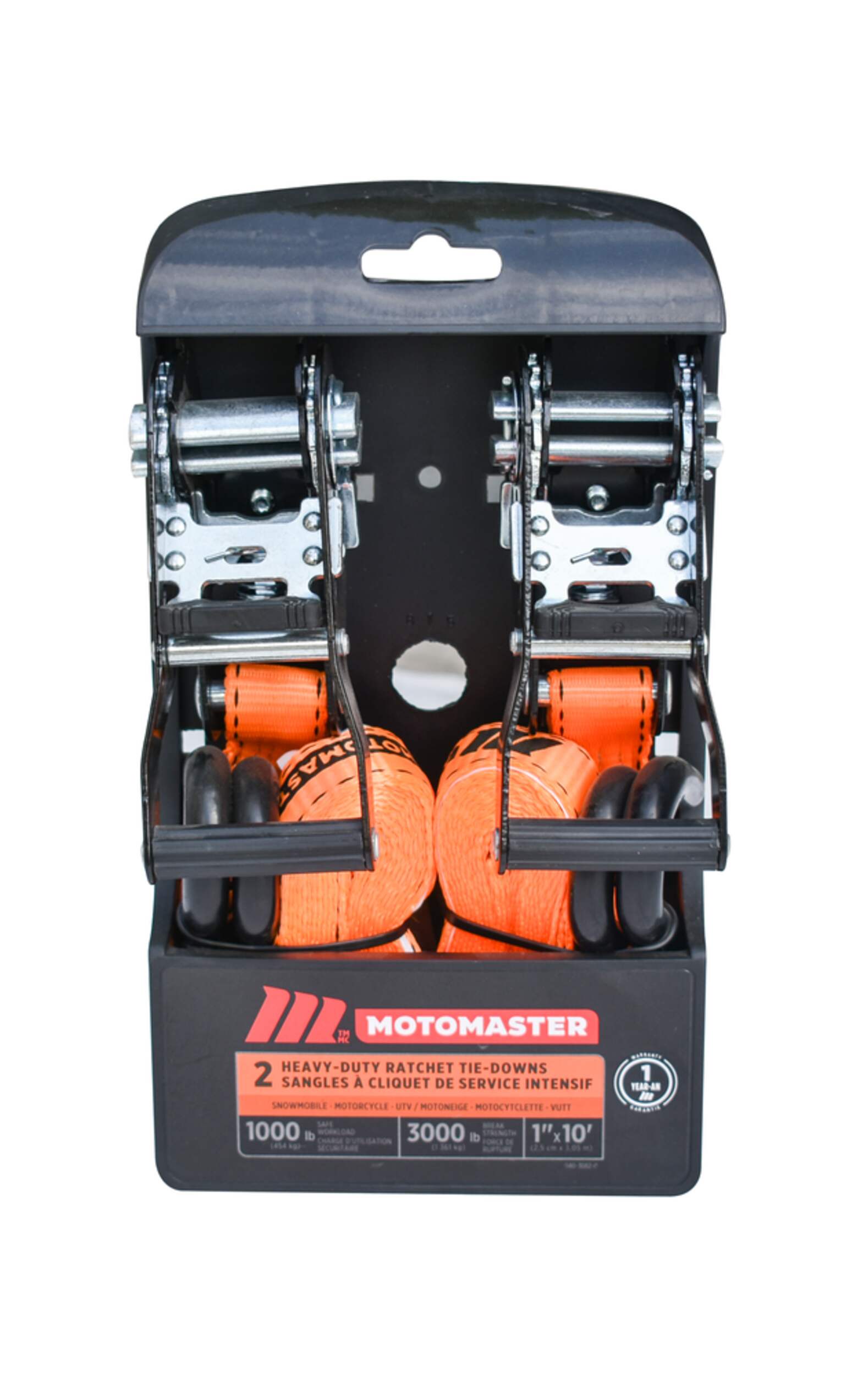 MotoMaster 3,000lb Heavy Duty Ratchet Tie Down Strap, NonPadded, 1in