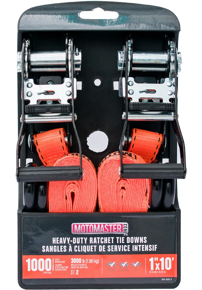 MotoMaster 3,000lb Heavy Duty Ratchet Tie Down Strap, NonPadded, 1in