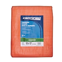 Certified Standard Duty Orange Poly Tarp, for High Visibility, 10-ft x 12-ft Front_Flat