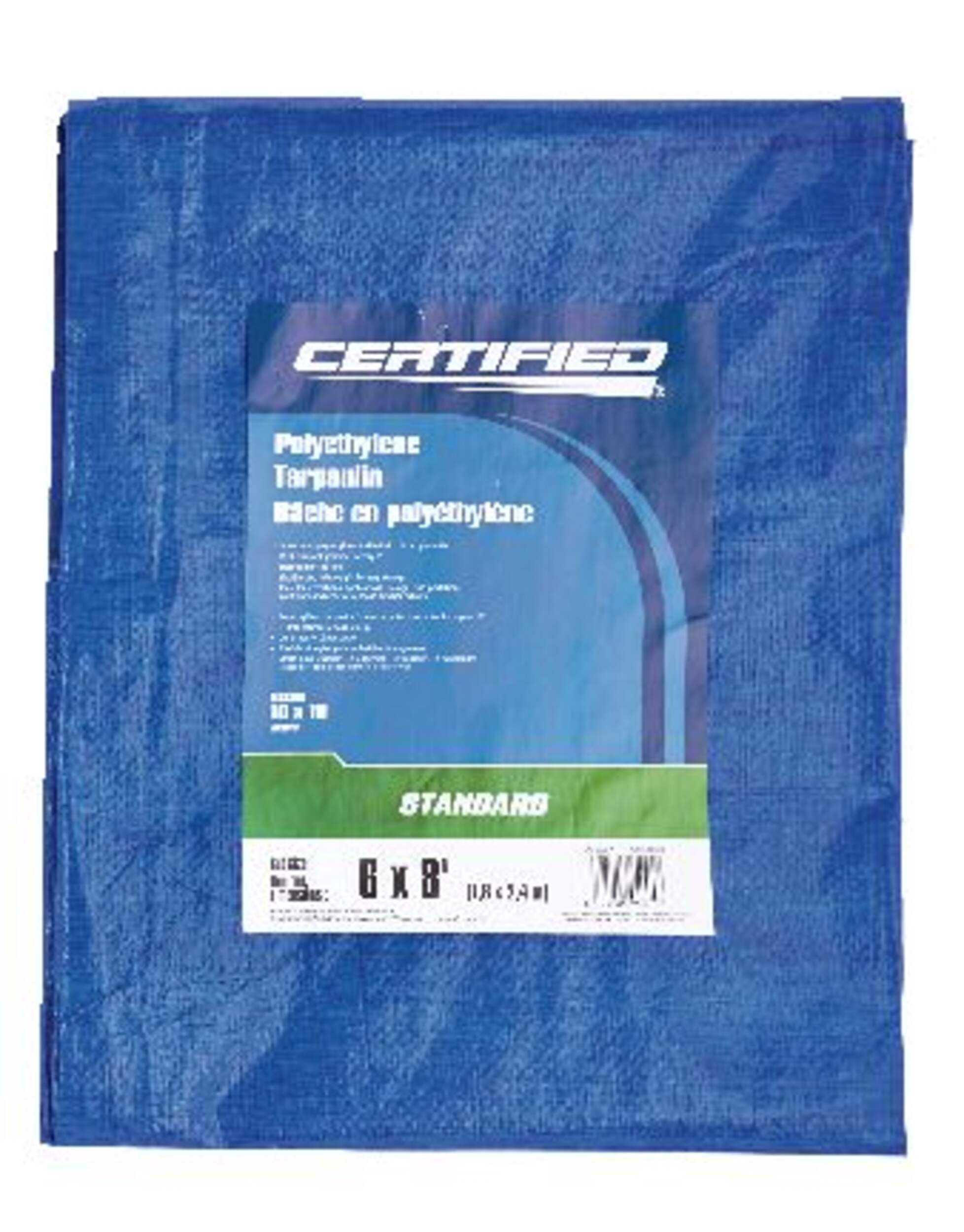Certified Standard Duty Poly Tarp, Waterproof, 6-ft x 8-ft Front_Flat