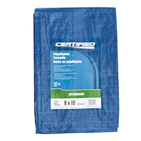Certified Standard Duty Poly Tarp, Waterproof, 8-ft x 10-ft Front_Angled_Right