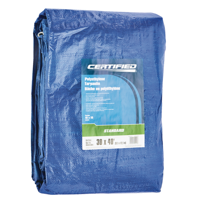 Certified Standard Duty Poly Tarp, Waterproof, 30ft x 40ft Canadian