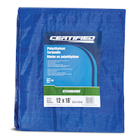 Certified Standard Duty Poly Tarp, Waterproof, 12-ft x 16-ft Front_Flat