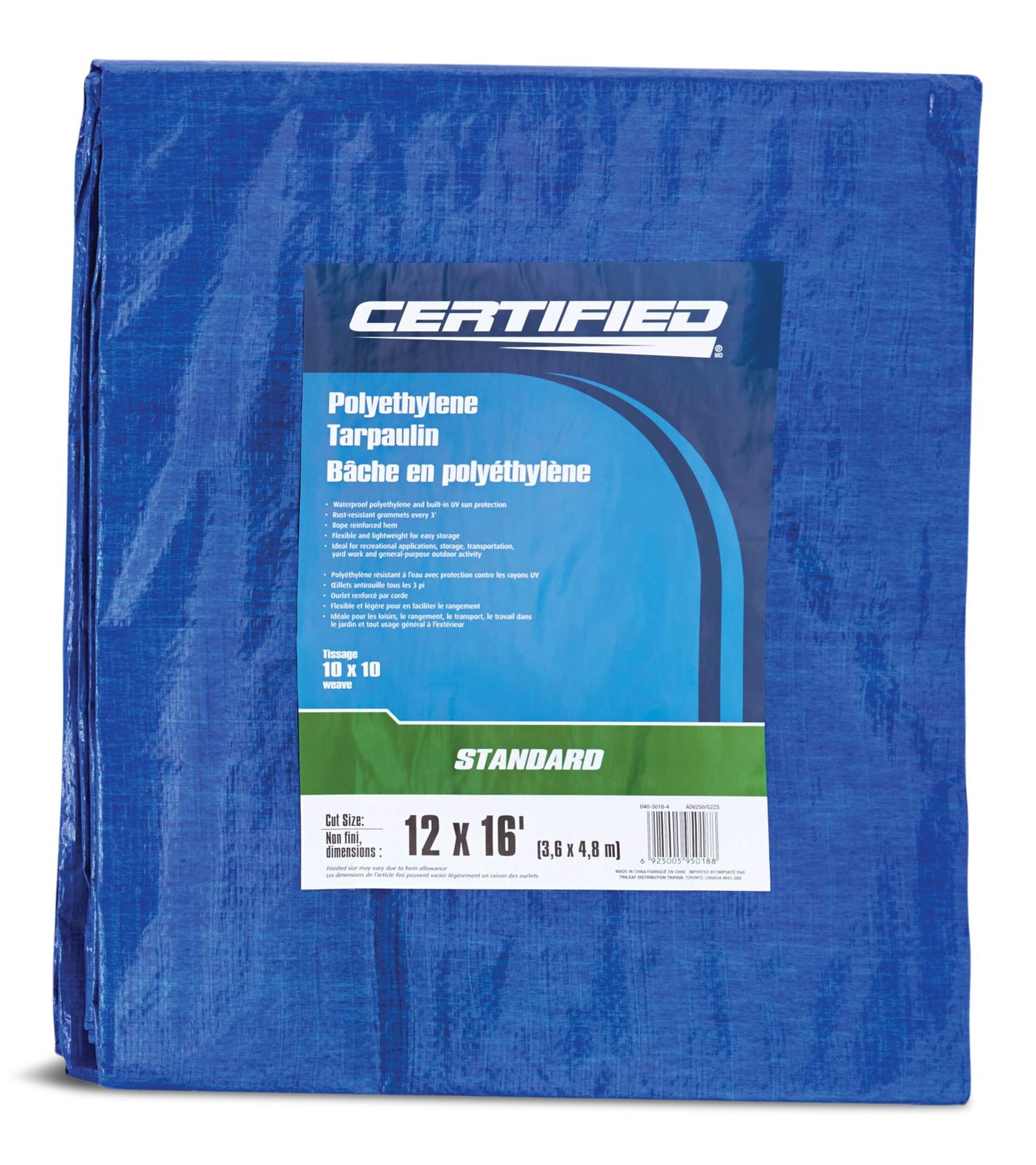 Certified Standard Duty Poly Tarp, Waterproof, 12ft x 16ft Canadian Tire