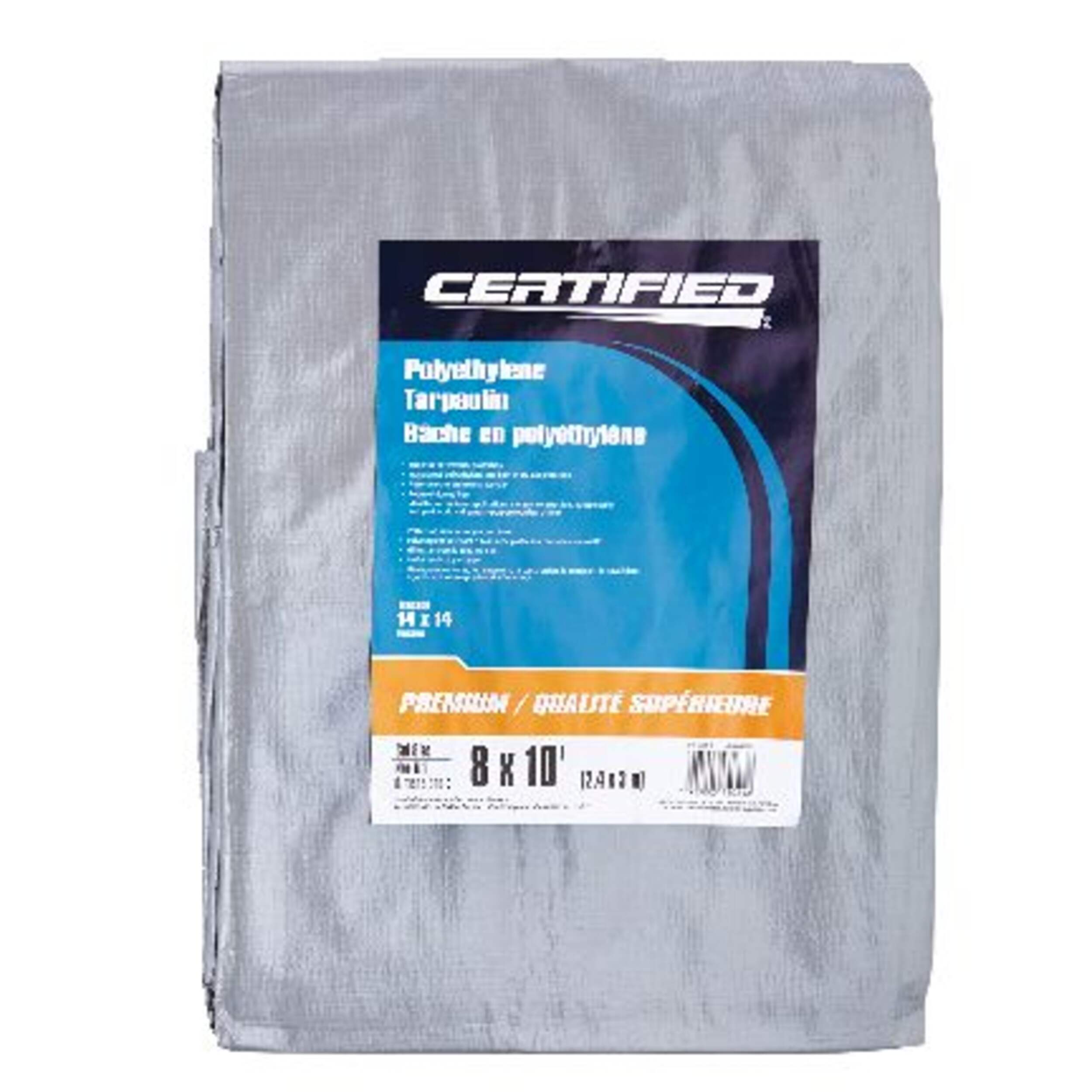Certified Premium Heavy Duty Poly Tarp, Waterproof, 8ft x 10ft