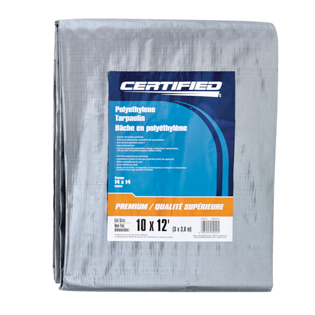 Certified Premium Heavy Duty Poly Tarp, Waterproof, 10ft x 12ft