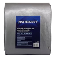 Mastercraft Premium Heavy Duty Poly Tarp, Waterproof, 15-ft x 20-ft Front_Flat