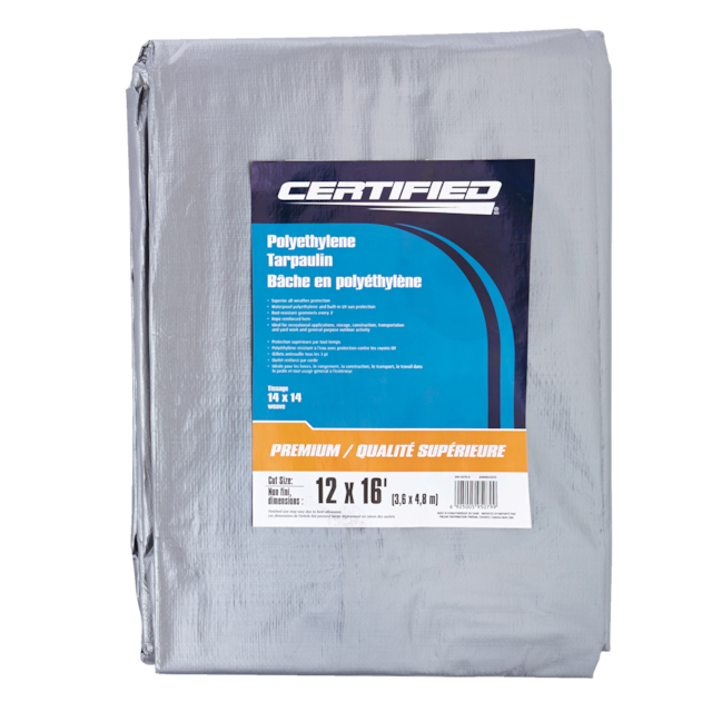 Certified Premium Heavy Duty Poly Tarp, Waterproof, 12ft x 16ft