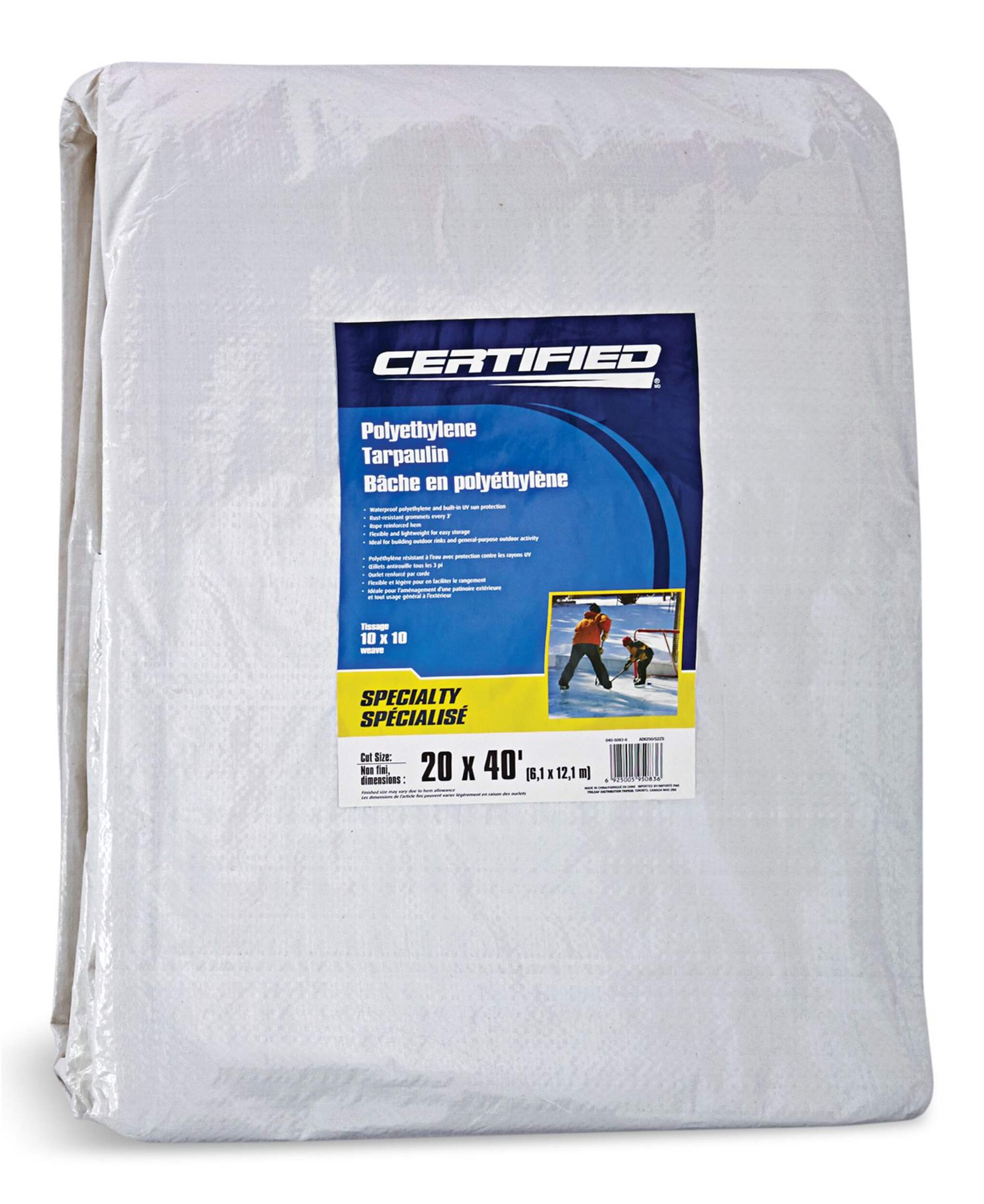 Certified Polyethylene Ice Rink Tarpaulin, 20-ft x 40-ft Front_Angled_Right