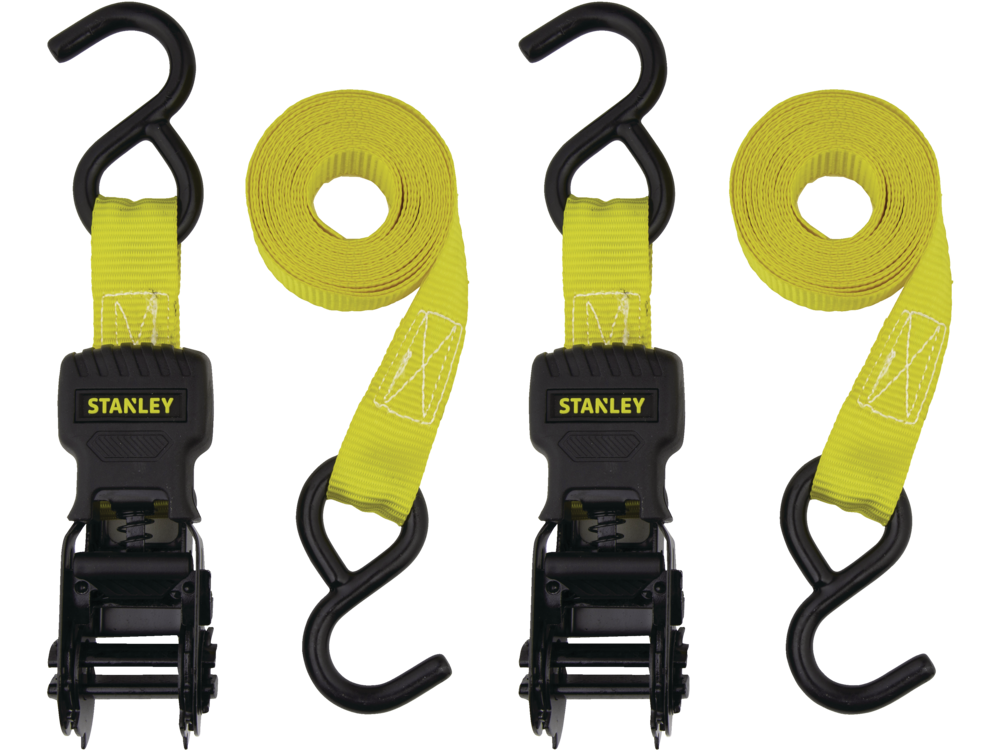 Stanley 1,500-lb Ratchet Tie Down Straps, Weather & Water Resistant, 1 ...