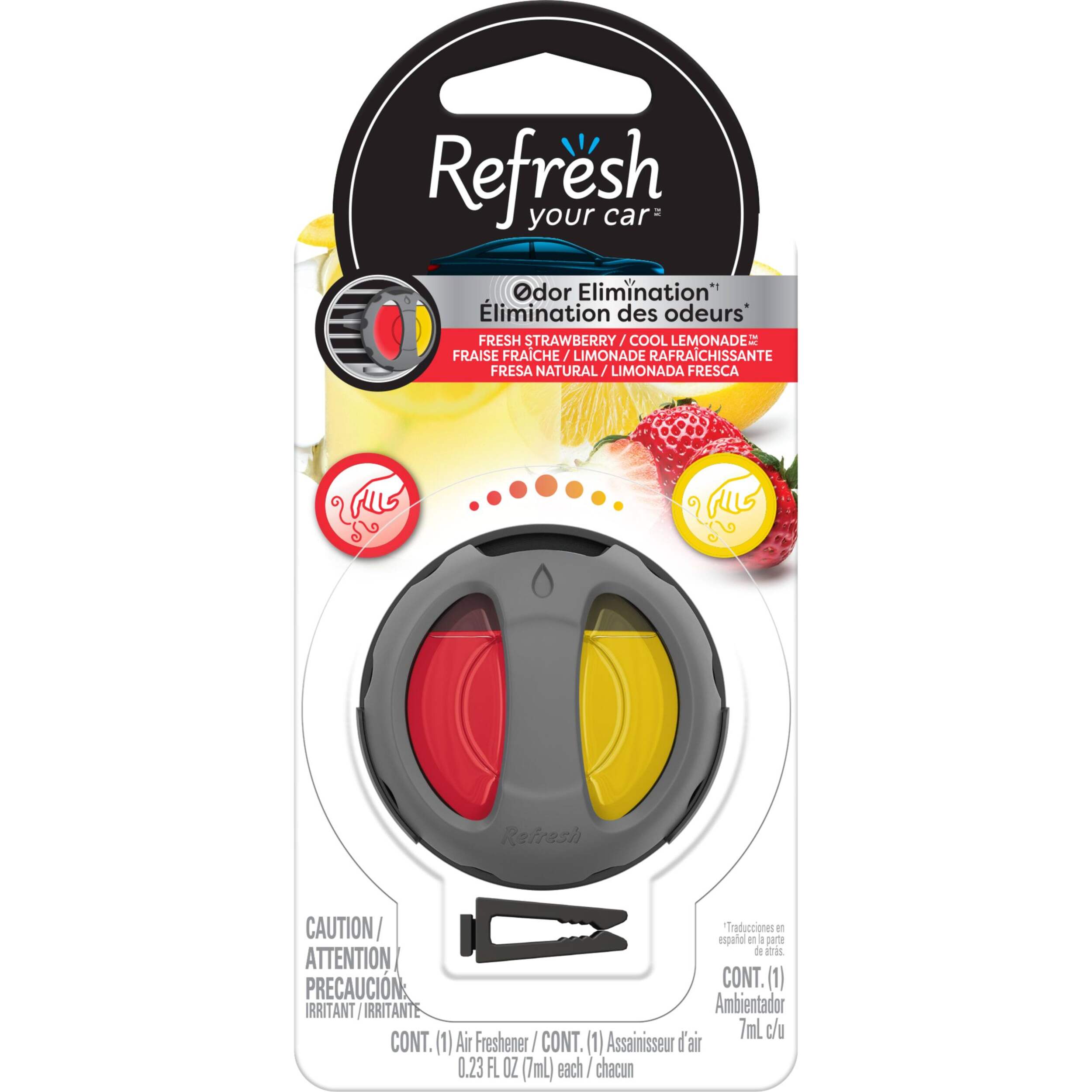 Refresh Dual Scent Diffuser Car Air Freshener, Strawberry Lemonade Front_Angled_Right