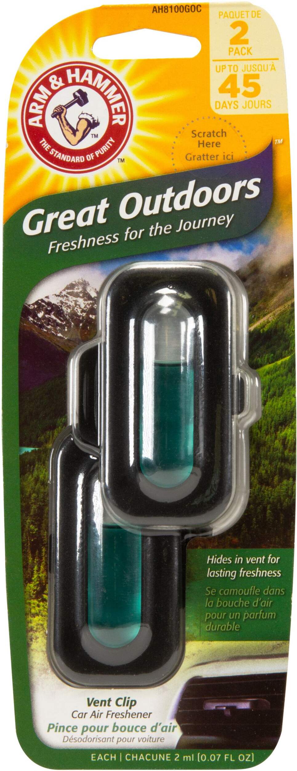 Arm & Hammer Air Freshener Vent Clip Surface, Great Outdoors Canadian