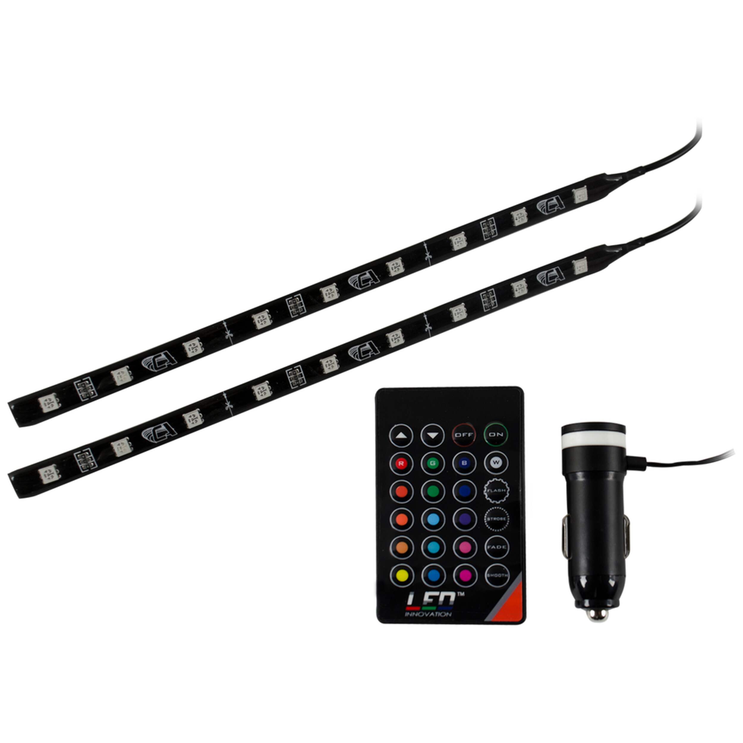 Multi-Colour LED Vehicle Strip Lights with Remote, 9-in Composite_or_Mixed