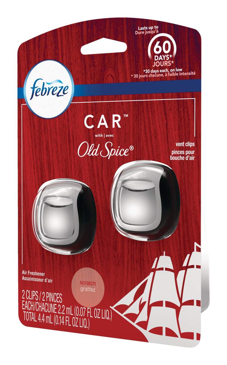Febreze Car Air Freshener Vent Clip Old Spice Scent, 2.2 mL, 2