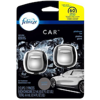 Febreze Car Air Freshener Vent Clip Platinum Ice Scent, .07 oz, 2 Count Front_Flat