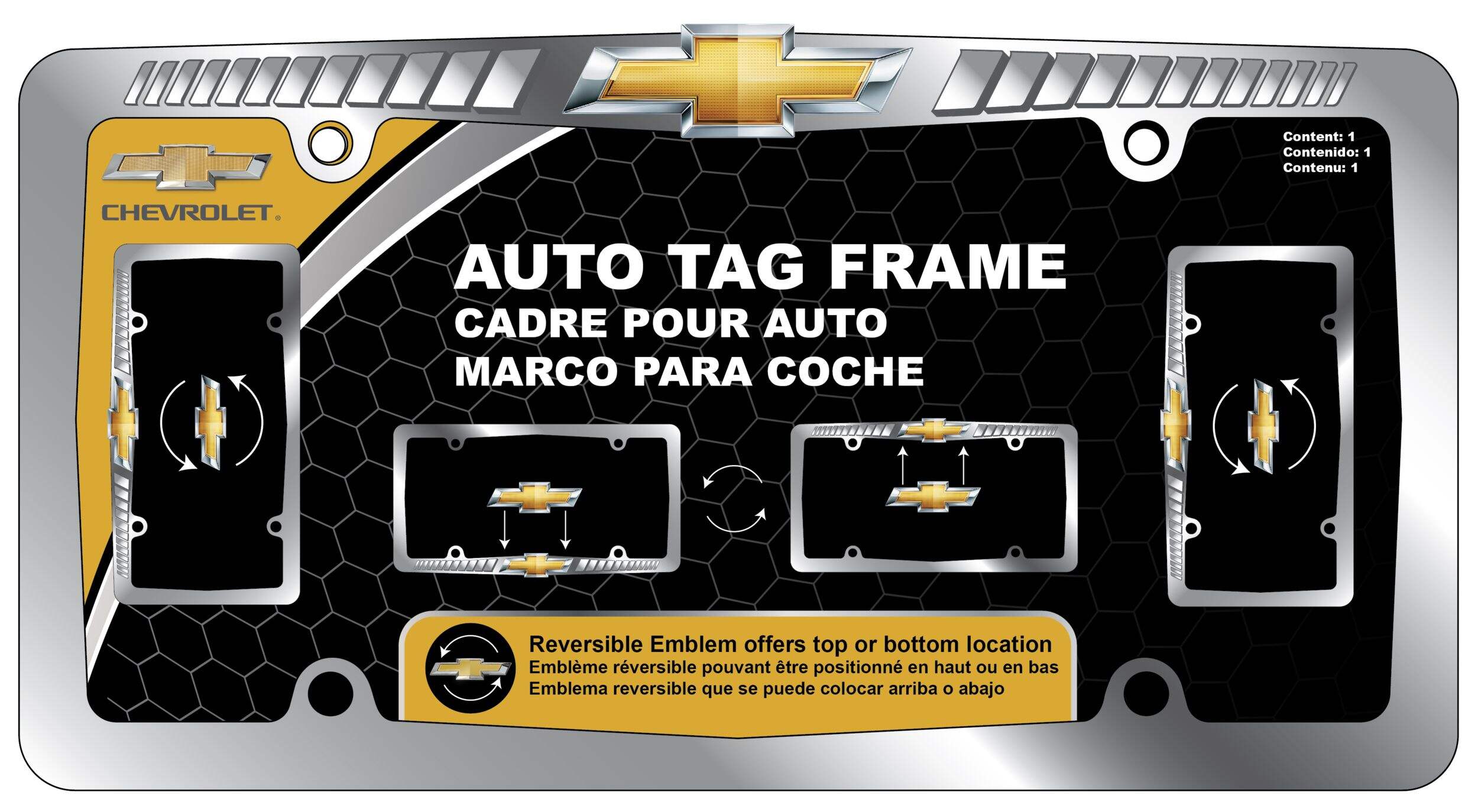 Chevy Reversible License Plate Frame Front_Flat