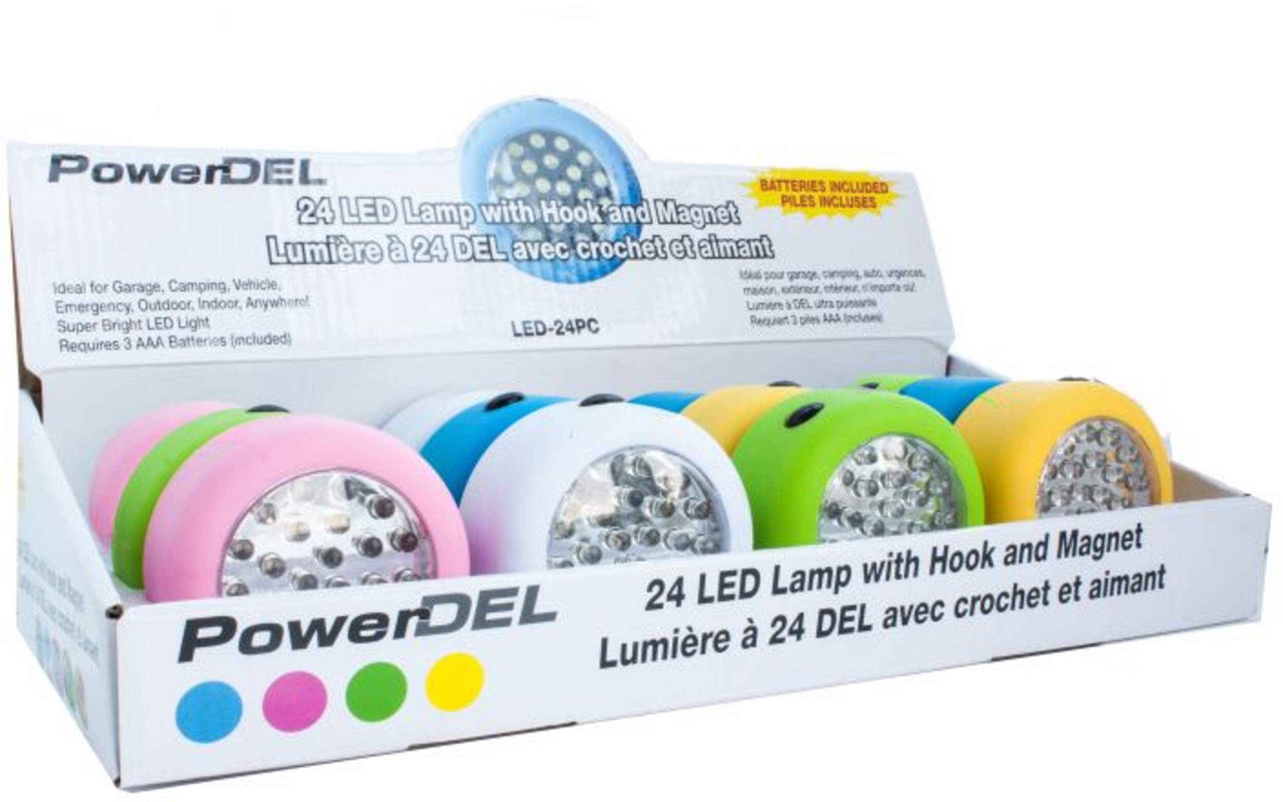 24 LED Puck Lights, Assorted Front_Angled_Right