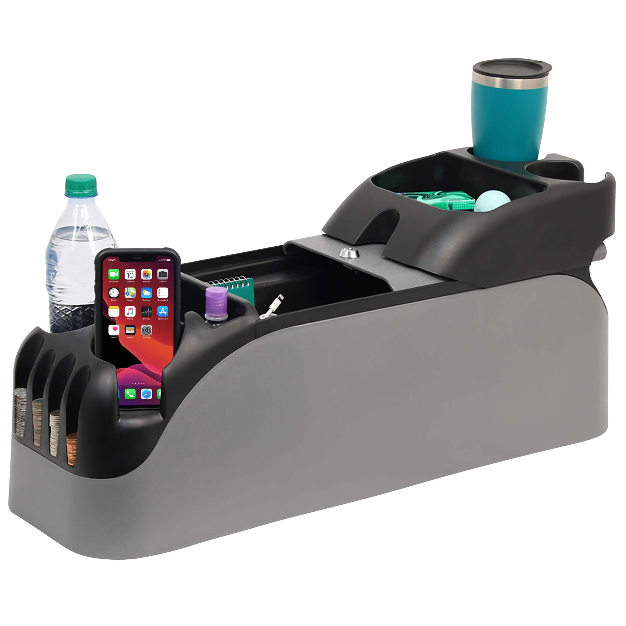 Low-Profile Centre Console for SUV/Pick-Ups/Minivans, Grey Front_Angled_Left